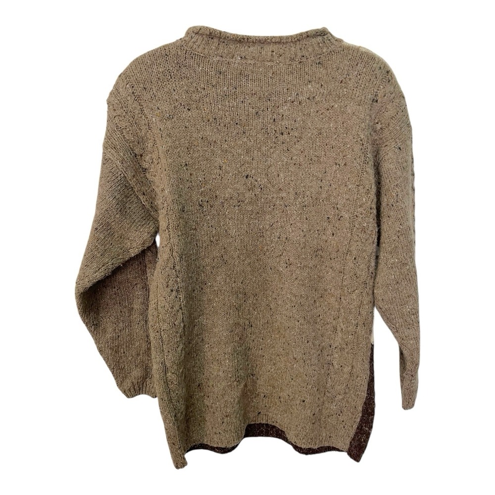 Capacity L Brown Colorblock Sweater Cable Knit Wool Blend‎ Vintage Grandpa Core - Picture 7 of 11